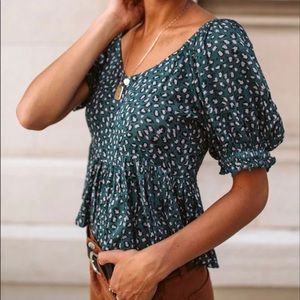BOHME Willow Peplum Top in Teal